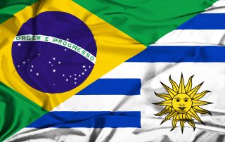Flags of Uruguay and Brazil
